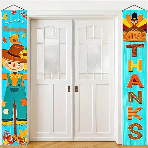 HOMETITUTE Give Thanks Porch Banner Set 12 x 71 Inch 2 Pack