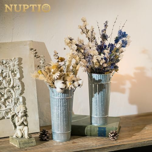 NUPTIO Galvanized Bucket for Flower Bar, 9" Tall, Set of 12
