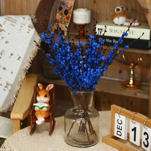 10Pcs Royal Blue Artificial Jasmine Flowers Stem for Vase DIY Wreath Decor