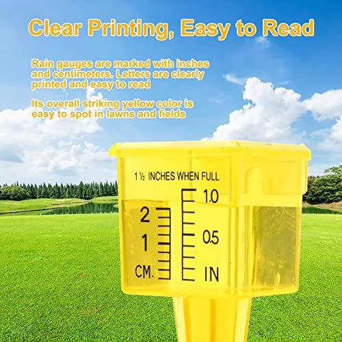 10&15&20P Rain Gauge Outdoor, 1.5" Sprinkler Gauge Lawn Water Gauge for Rain with Wide Mouth Water Measuring Tool for Yard Garden Lawn Decor (20, Yellow)