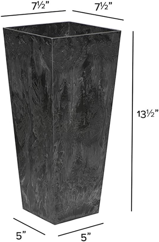 Root & Vessel, Ella Tall Planter, Black, 13.5"