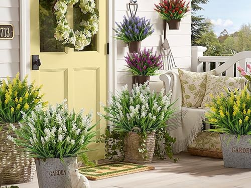 RECUTMS Artificial Plant & Flower for Outside White Artificial Flower