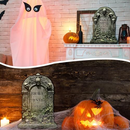 Eaasty 16 Pcs Halloween Tombstone Cutouts Double-Sided Paper Decorations