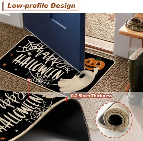 Baccessor Halloween Welcome Doormat Ghost Pumpkin 17x36 Inch