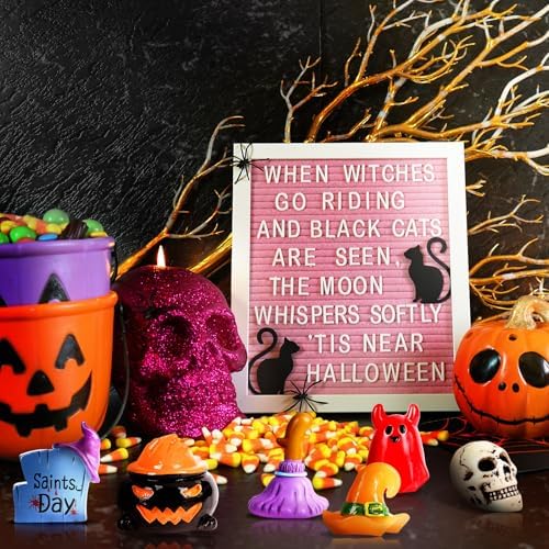 44Pcs Halloween Mini Resin Figures 44 Styles Little Figures to Hide Tiny Small Pumpkin Ghost Duck Skull Bulk Miniature Figurines for Halloween Party Favors DIY Craft Garden Dollhouse Decor
