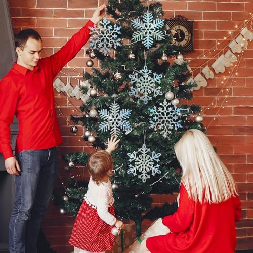 Winter Wonderland Frozen Birthday Party Decoration Large Snowflake Ornament Clearance- 6pcs 11.8”Large Iridescent Hanging Snowflakes Christmas Ornaments for Christmas Tree Outdoor Xmas Decor Supplies