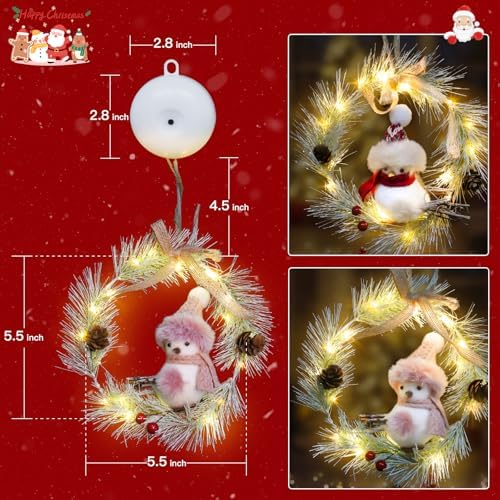 suddus Christmas Window Lights with Suction Cup, 2Pcs Wreath String Lights