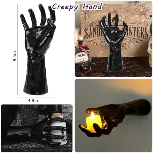 DAZONGE Halloween Decor 3Set Creepy Hands with Candles Halloween Wall Decor
