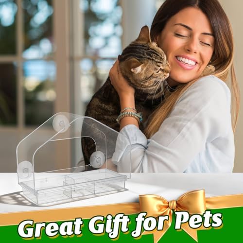 MEWTOGO Outdoor Window Bird Feeder for Cats Viewing, Large