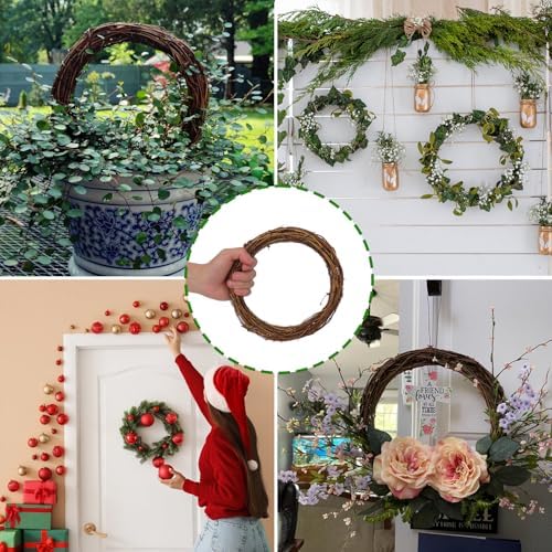 GNIEMCKIN 8 Pack 8 Inch Natural Grapevine Wreaths, Vine Branch Wreath