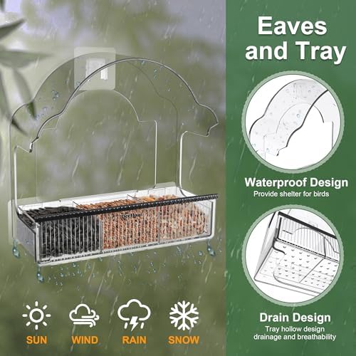 Decflow Window Bird Feeders for Outside, Clear Bird Window Feeder