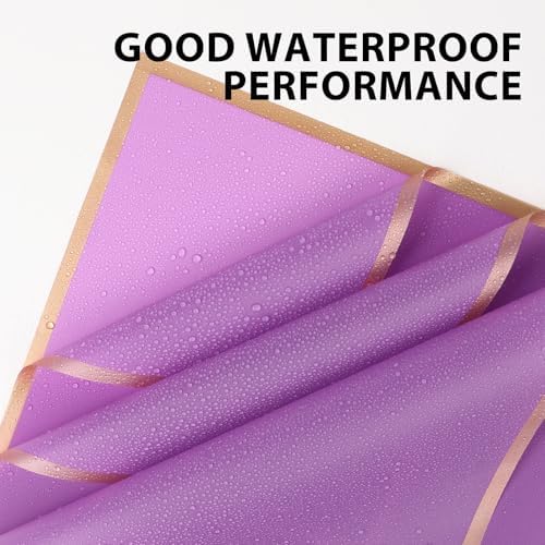 20 Sheet Flower Wrapping Paper-Waterproof Bouquet Paper (Light purple)