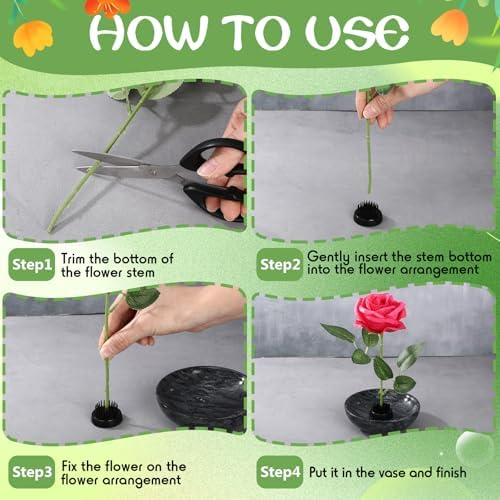 Sliner 16 Pcs Floral Frogs Round Flower Holder,Black,1.34 Inch