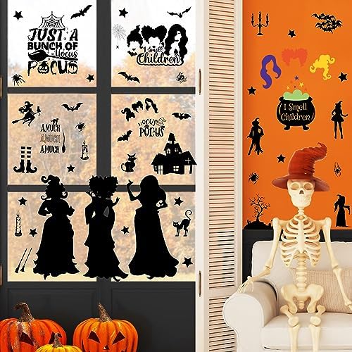 CESOF Hocus Pocus Decorations Halloween Window Clings, 9 Sheets 91 Pcs