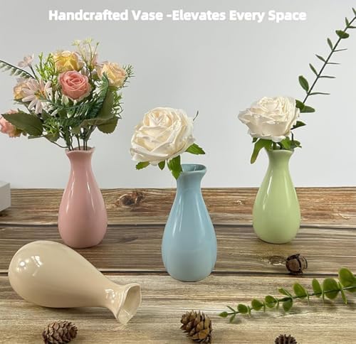 Small Ceramic Bud Vase Flower Vase Decorative Floral Holder (Blue)