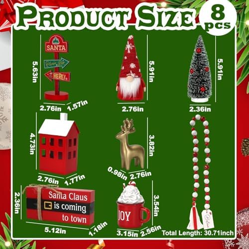 Christmas Decorations for Home Office 8 PCS Tiered Tray Decor Set