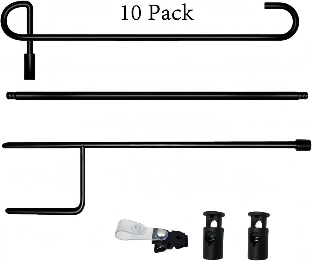 Garden Flag Pole Stand Holder, 10 Pack Garden Flags for Outside with Flag Stopper and Clip Waterproof Powder-Coated