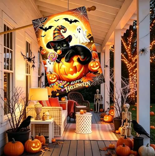 Large Halloween House Flags for Outside 28x40 Inch Double Sided