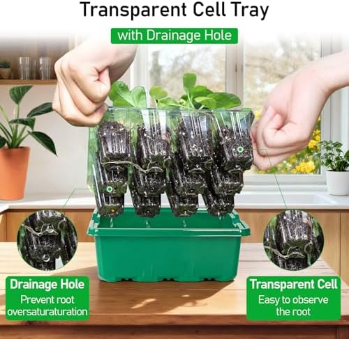 MIXC 10 Pack Seed Starter Tray, 120 Cell Stater Kit with Elevated Lid Green