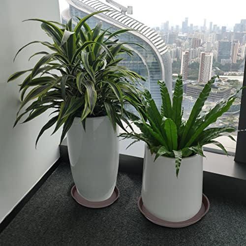 2 Pack of 18 19 inch Plant Saucer Drip Tray (16.6 inch Base), Heavy Duty Deep Plant Saucers for Pots, Plastic Flower Planter Water Trays for Indoors Outdoor (19", Dark Brown)