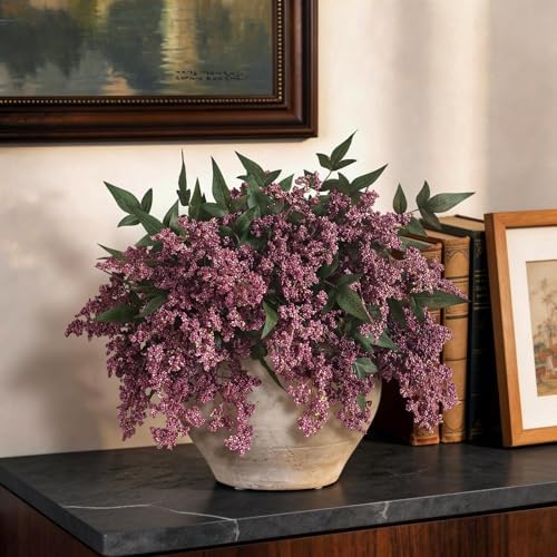 12Pcs 17"Lifelike Artificial Nandina Berry Stems for Vase Decor(Dusty Plum)
