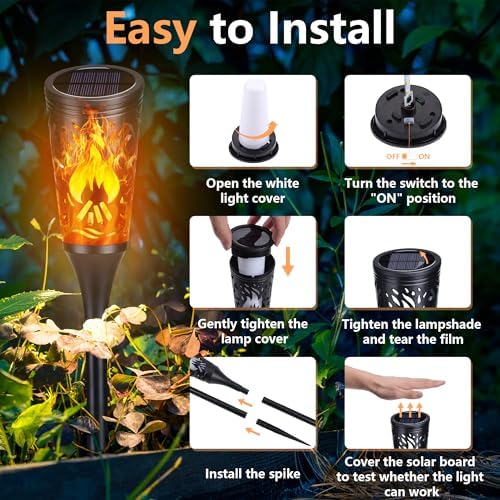 Toodour Solar Halloween Lights Outdoor, 10 Pack Solar Torch Lights