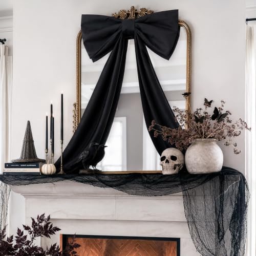 Halloween Decor - 48" x 24" Giant Black Bow for Front Door Wall Mantle