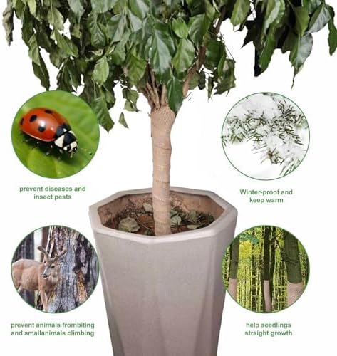 Agfabric Natural Burlap Fabric Roll,72 inch X 15 Feet Tree Wraps for Winter,Burlap Plant Covers for Trees and Shrubs