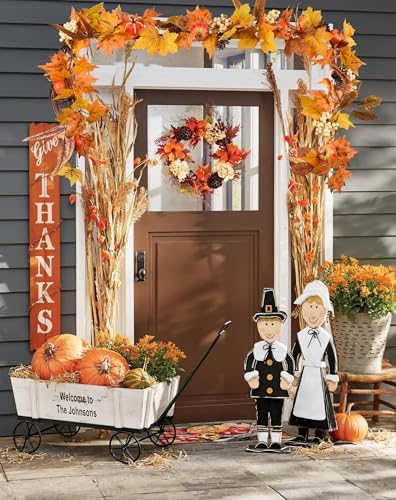 DearHouse Fall Maple Leaves, 6ft Artificial Autumn Foliage Thanksgiving Decor for Home, Wedding, Fireplace, Party, Christmas (Yellow&Brown)