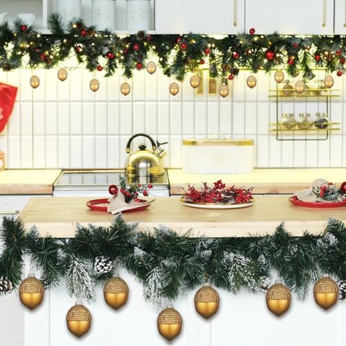 Lyrow 12 Pcs Christmas Acorn Ornaments Artificial Acorn Hanging Decor