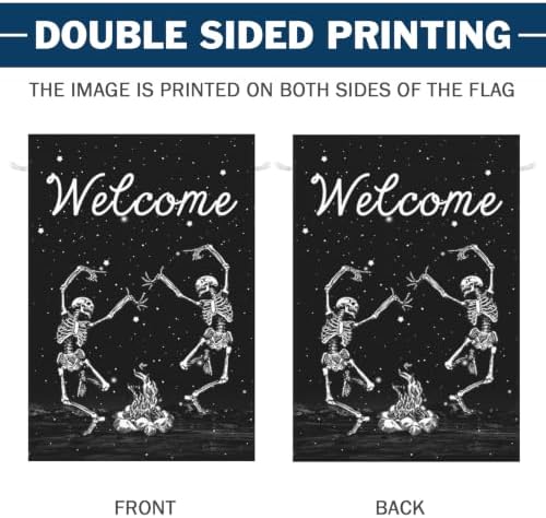 Halloween Skull Welcome Garden Flags 28x40 Inch Skeleton House Flag