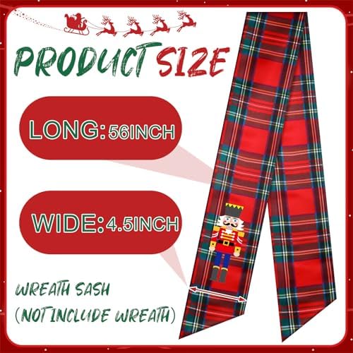 Wreath Sash for Front Door Christmas Embroidery Monogram