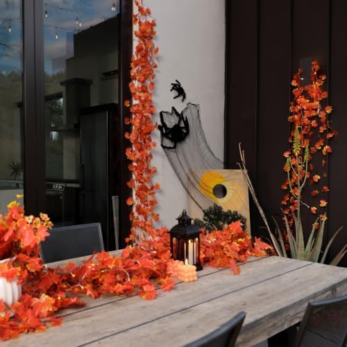 CQURE 72 Pack Fall Leaf Garland, Total 504 Ft Artificial Fall Maple Leaves Autumn Vines Garland Thanksgiving Decor for Home Fireplace Party