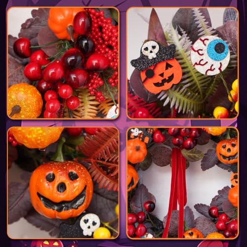 Halloween Wreaths for Front Door 24" Jack O'Lantern Halloween Wreath