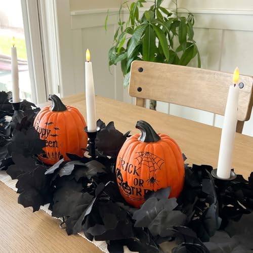 CQURE 10 Pack Black Fall Leaf Garland, Total 59Ft Halloween Garland Hanging Vines Artificial Fall Maple Leaves Thanksgiving Decor for Home Wedding Fireplace Christmas