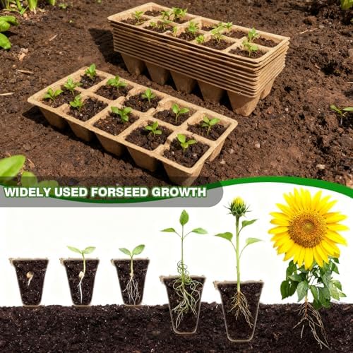 360 Cells Seed Starter Tray, 36 Pack Germination Peat Pots with 100 Labels, Plant Starter Kit for Seedlings