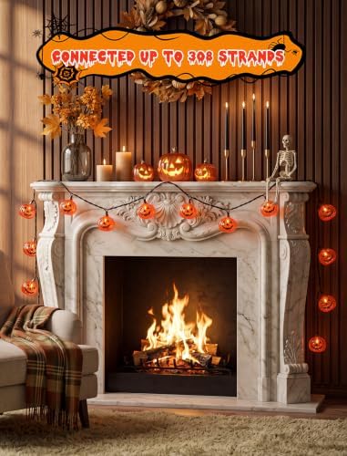 Abeja Pumpkin String Lights, 8.5Ft Halloween String Lights