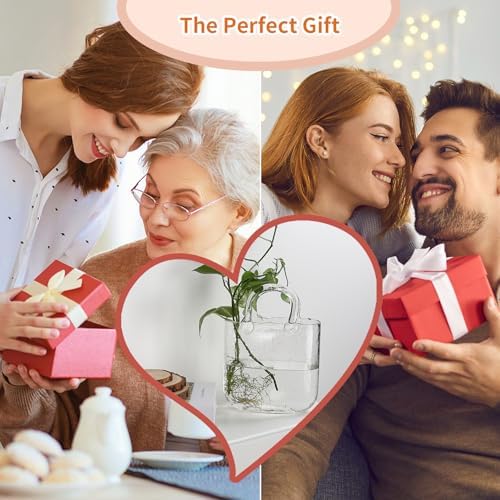 Glass Purse Vase with Handle – 10 Inch Handmade Clear Glass Handbag Vase, Multifunctional Centerpiece for Flowers, Fish Tank, or Home Decor, Table, Bedroom, Kitchen, and Events