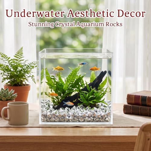 160-Piece Silver Finish Acrylic Fake Ice Rocks, Vase Filler for Table Decor
