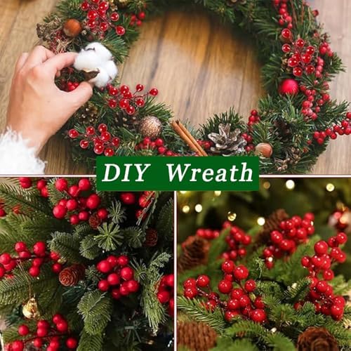 35 Pcs Artificial Red Berry Stems, 7.9 Inch Red Berry Picks Holly Berries Branches for Christmas Tree, Wreath, Holiday Season, Winter Décor Home Decor