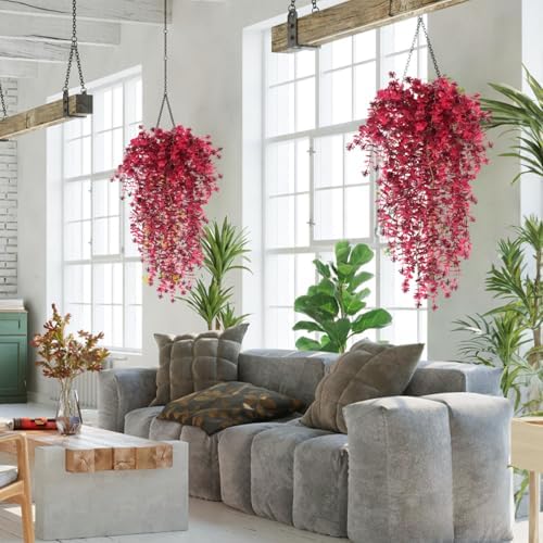 RECUTMS Artificial Hanging Plants Artificial Fall Flowers Faux Autumn Plant