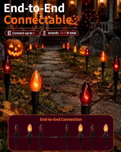 Halloween Pathway Lights with 10 C9 Incandescent Glass Bulbs