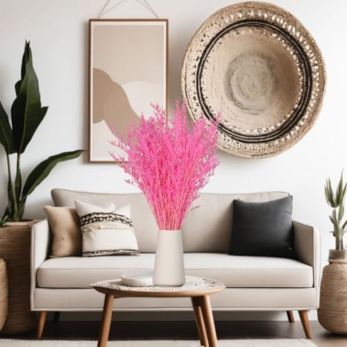 Dried Flower Bouquet, 17'' Dry Pink Caspia Flowers Bundle for Vase Decor