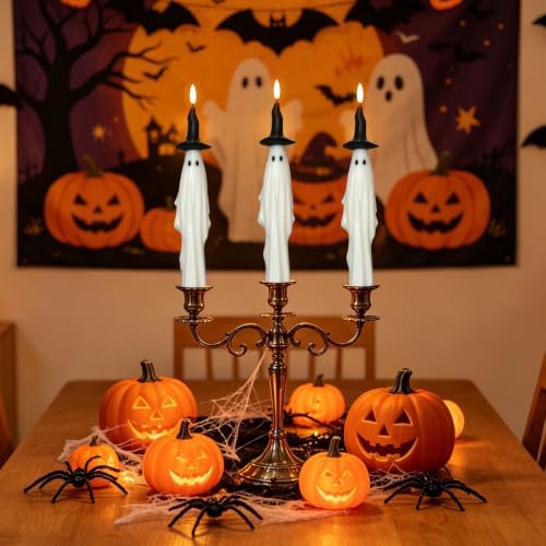 Halloween Witch Flameless Taper Candle Battery Operated with Timer