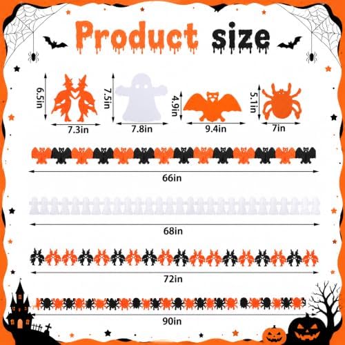 8 Pack Halloween Paper Garland Decoration Set, Witch Ghost Paper Chain