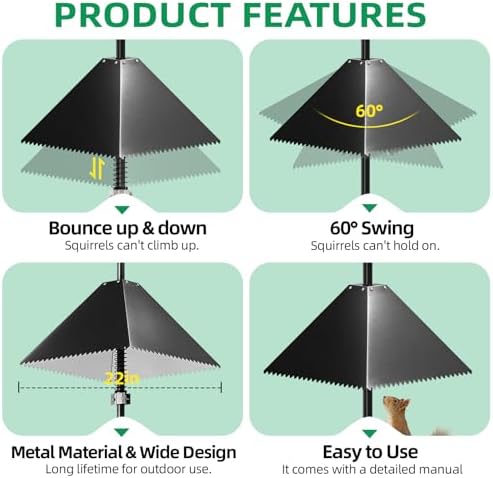 MIXXIDEA Metal Squirrel Baffle for Bird Feeder Pole, Pole Mount Bird House Guard, Squirrel Baffle for 4x4 Post (Black)