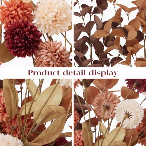 Fall Flowers Artificial for Decoration,10 PCS Mums Fall Decor for Home