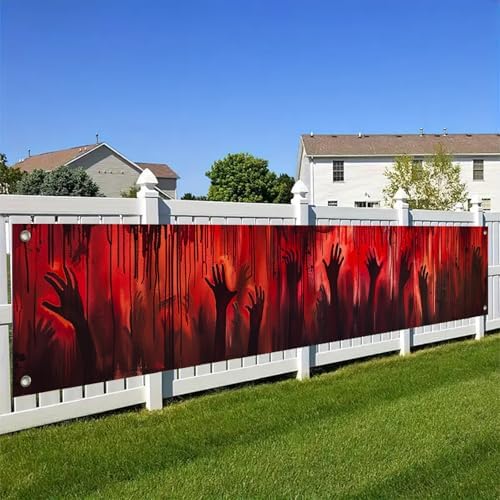 BlissYard Halloween Fence Banner Haunted House Decor 118 x 20 Inch