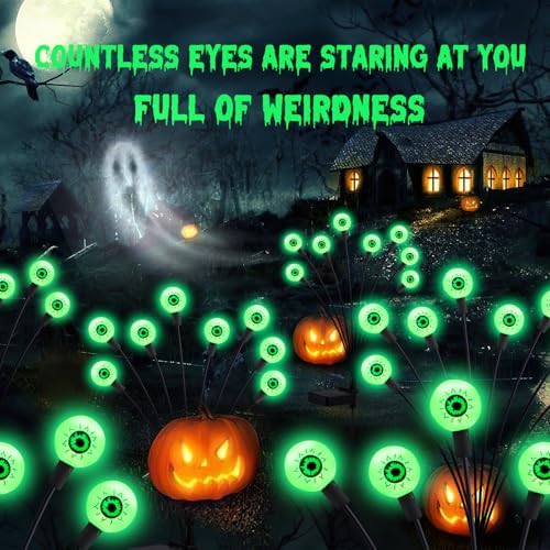 ASMAD Halloween Decorations Outdoor Solar Scary Eyeball Lights,4Pack 32LEDs