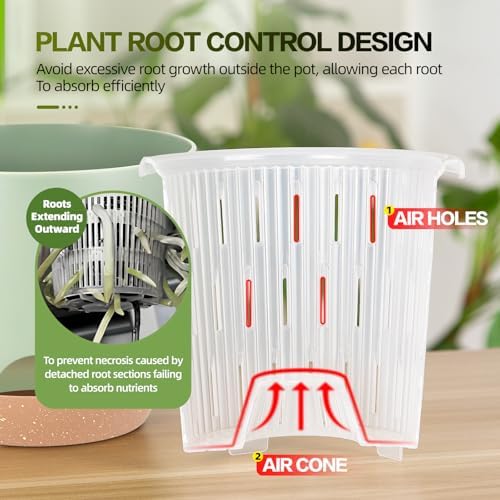 3Packs Self Watering Orchid Pots for Indoor Plants,5.8 Inch Macetas para Orqudeas,Flower Pots for Indoor Plants with Holes(Green)